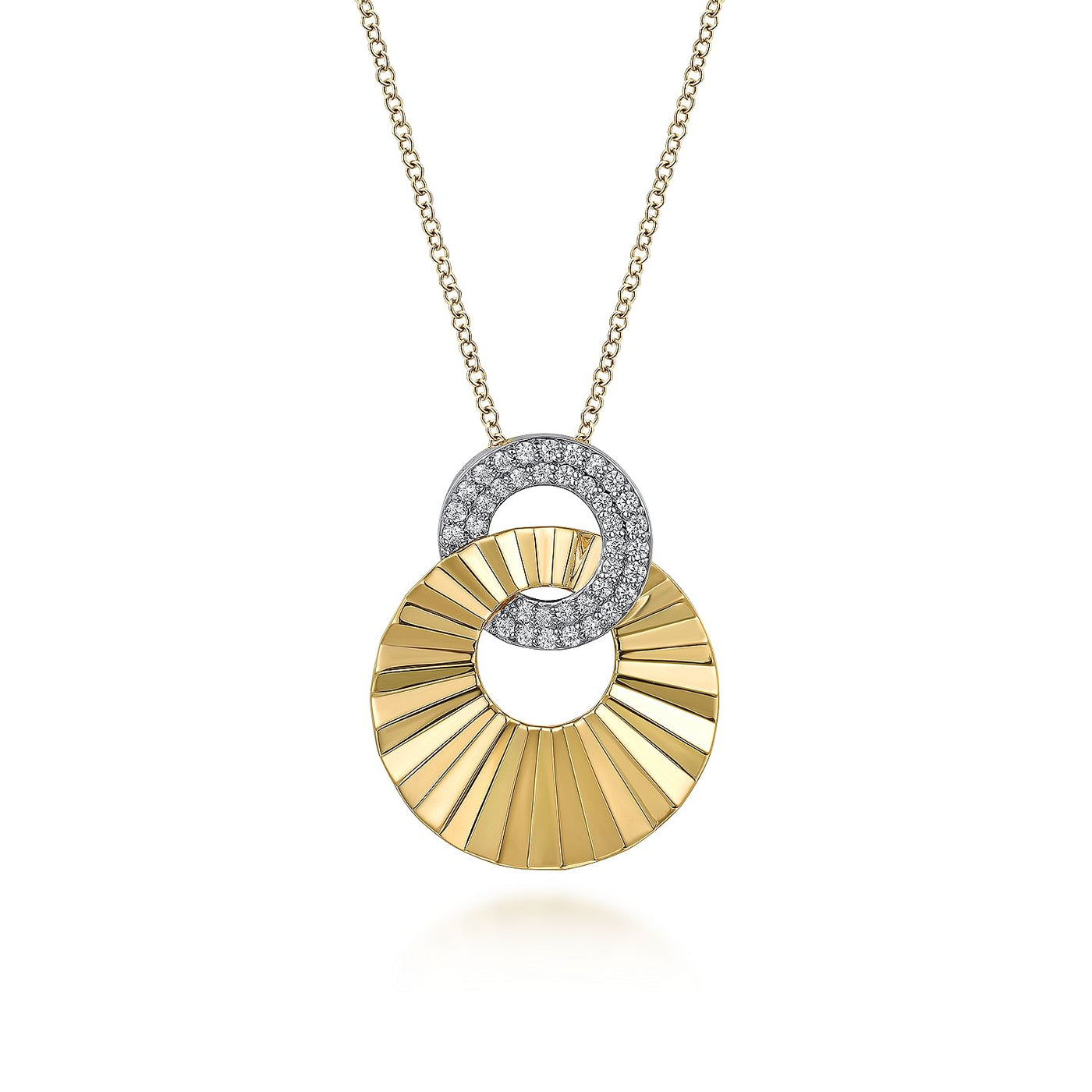 TWO TONE DIAMOND CUT DROP PENDANT