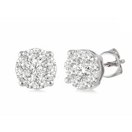 14K White Lovebright Diamond Cluster Earrings .50CTW