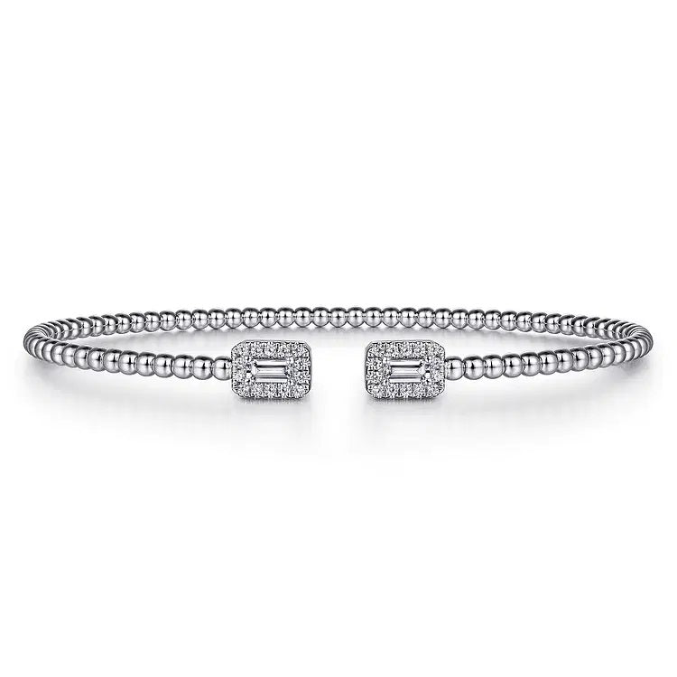 14KW BUJUKAN OPEN CUFF BRACELET WITH .32CTW BAGUETTE DIAMONDS - John Thomas Jewelers.