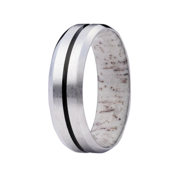 7MM COBALT BEVELED SATIN TOP W/1MM BLACK EPOXY CENTER AND ANTLER INTERIOR SLEEVE