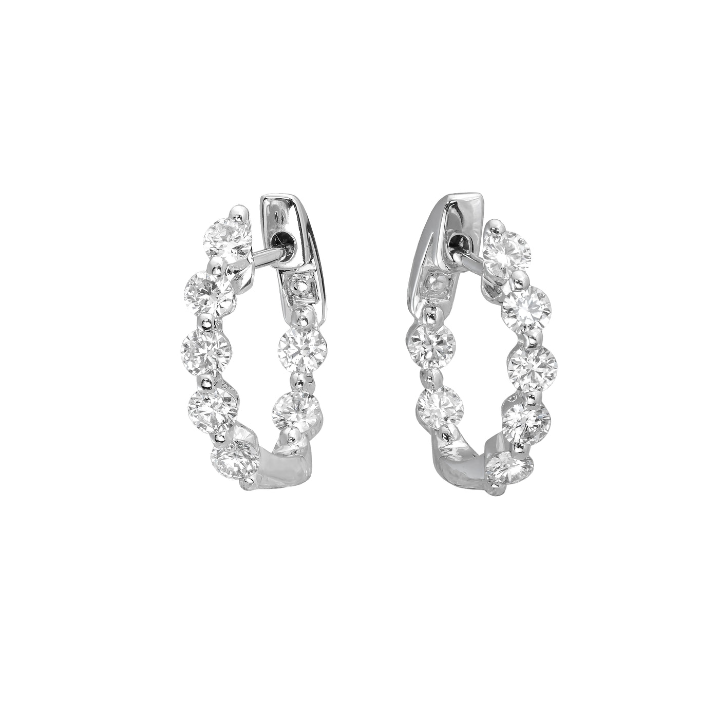 18K WHITE GOLD DIAMOND HOOP EARRINGS (1.12CTW)