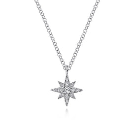 14KT White Gold Diamond Pavé Star Pendant Necklace