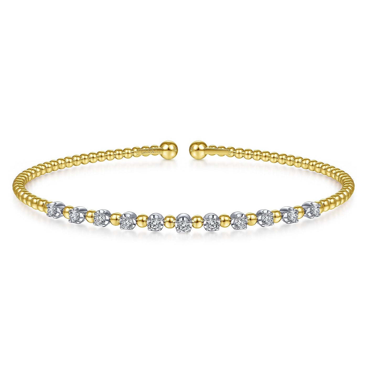 14K WHITE-YELLOW GOLD  BUJUKAN DIAMOND SPLIT BANGLE