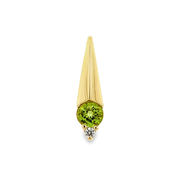 14K YELLOW GOLD PERIDOT AND DIAMOND CLASSIC PENDANT