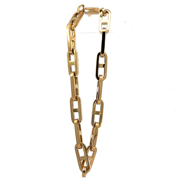 14KY ELONGATED ANCHOR CHAIN BRACELET, 7.75"
