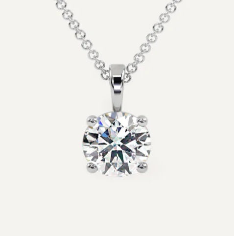 14K WHITE GOLD 2.0CT LAB SOLITAIRE PENDANT