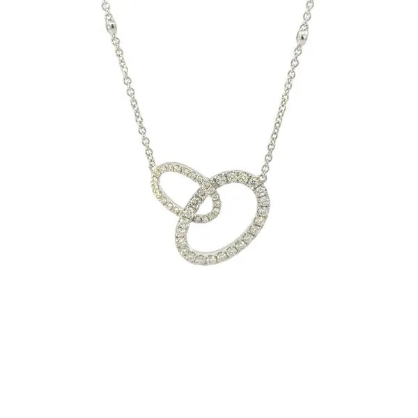 14K WHITE GOLD INTERLOCKING OVAL SHAPES DIAMOND PENDANT