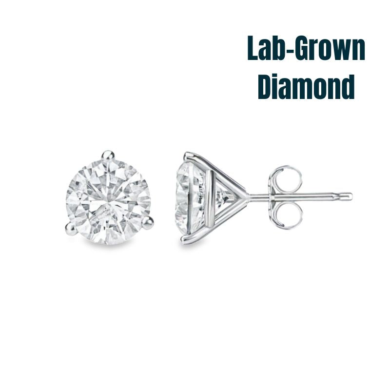 14K Gold Lab-Grown Diamond Martini Stud Earrings .75CTW