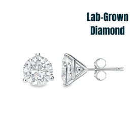14K Gold Lab-Grown Diamond Martini Stud Earrings 1CTW