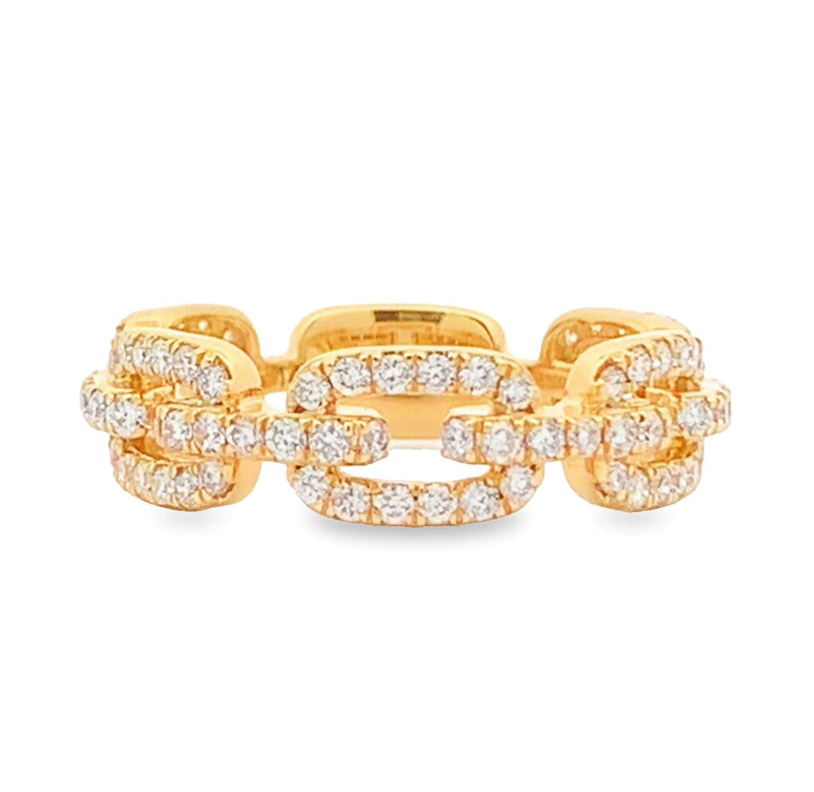14K Yellow Gold Chain Style Diamond Pave Ring