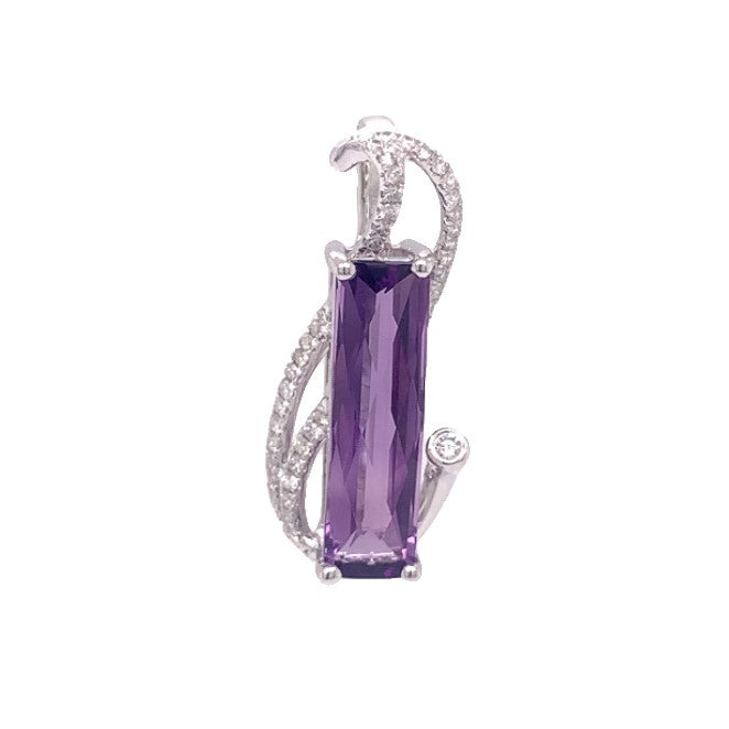 14K UNIQUE AMETHYST PENDANT WITH DIAMOND