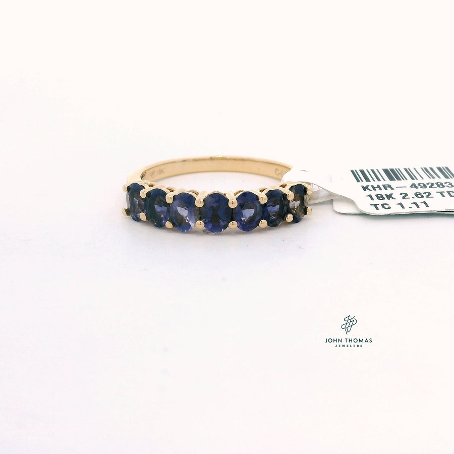 SEVEN STONE OVAL IOLITE RING