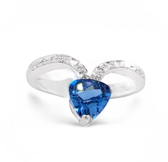 14K WHITE GOLD RING WITH LONDON BLUE TOPAZ & DIAMOND ACCENTS