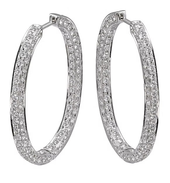 3.12CT DIAMOND HOOPS IN 18K WHITE GOLD