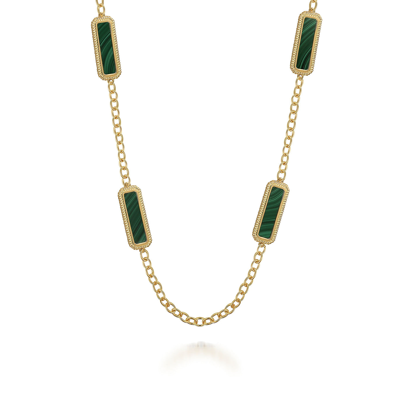 14KY MALACHITE AND ROPE STATION NECKLACE
