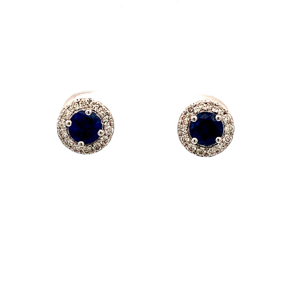 14KW 1.15 SAPPHIRE AND .31CTW DIAMOND STUD EARRINGS