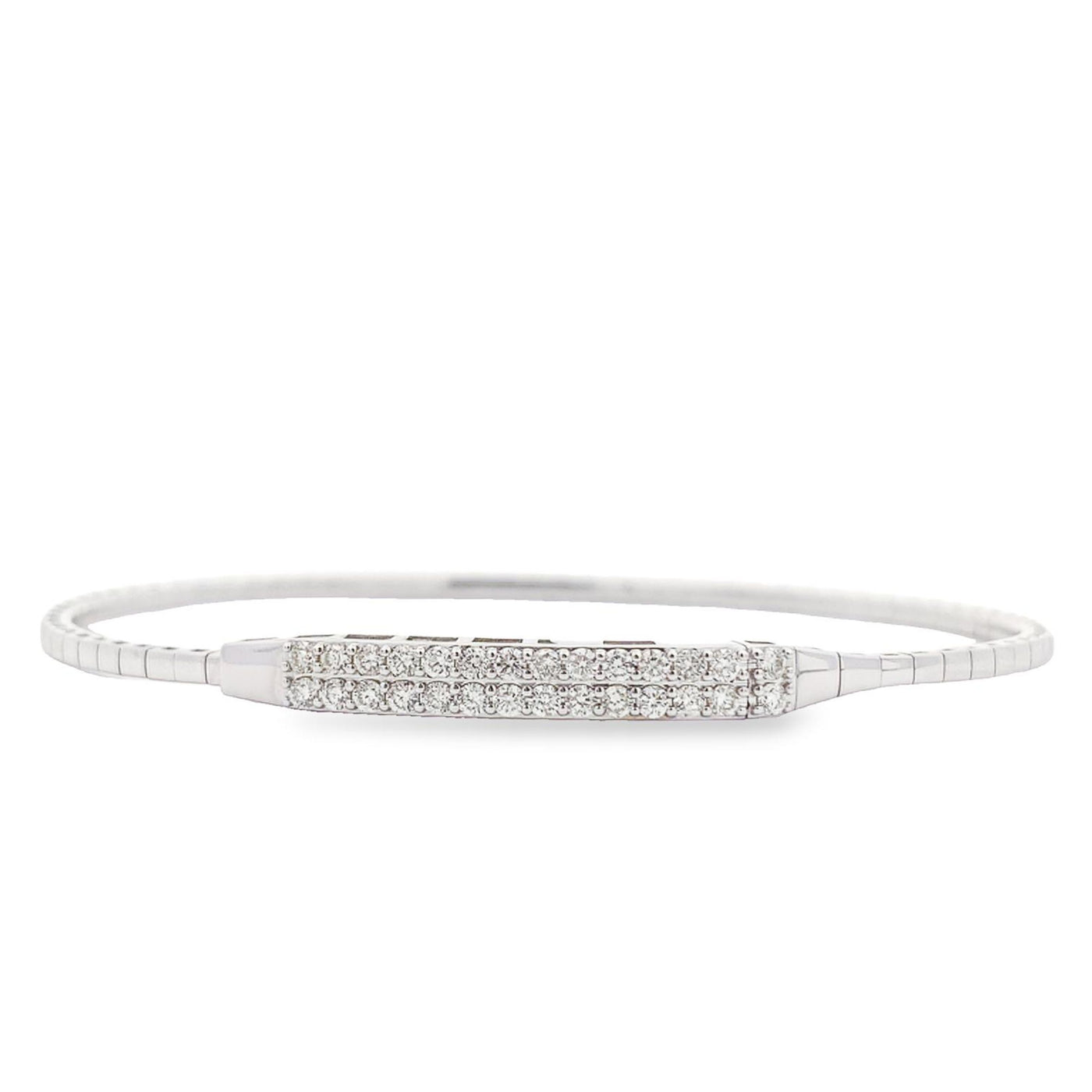 Double Row White Gold Diamond Bangle