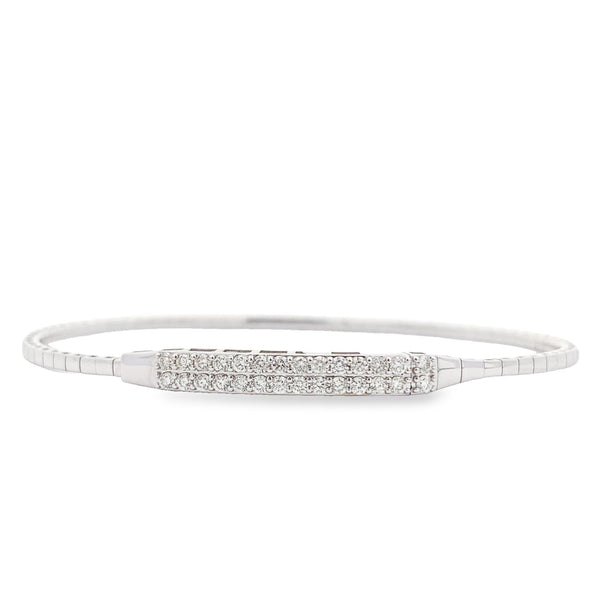 Double Row White Gold Diamond Bangle
