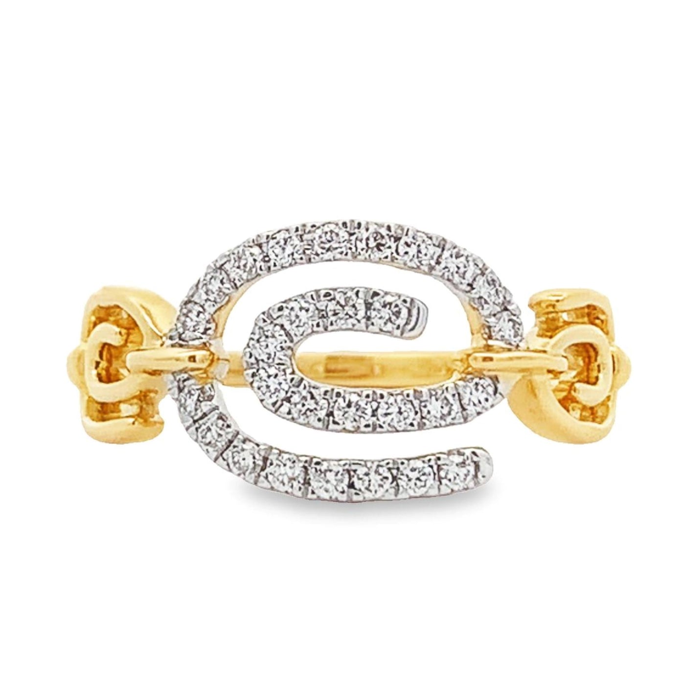 14K TWO TONE DIAMOND SWIRL FASHION RING