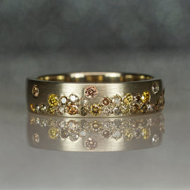 14K Yellow Gold Fancy Colored Diamond Raindrop Fashion Ring
