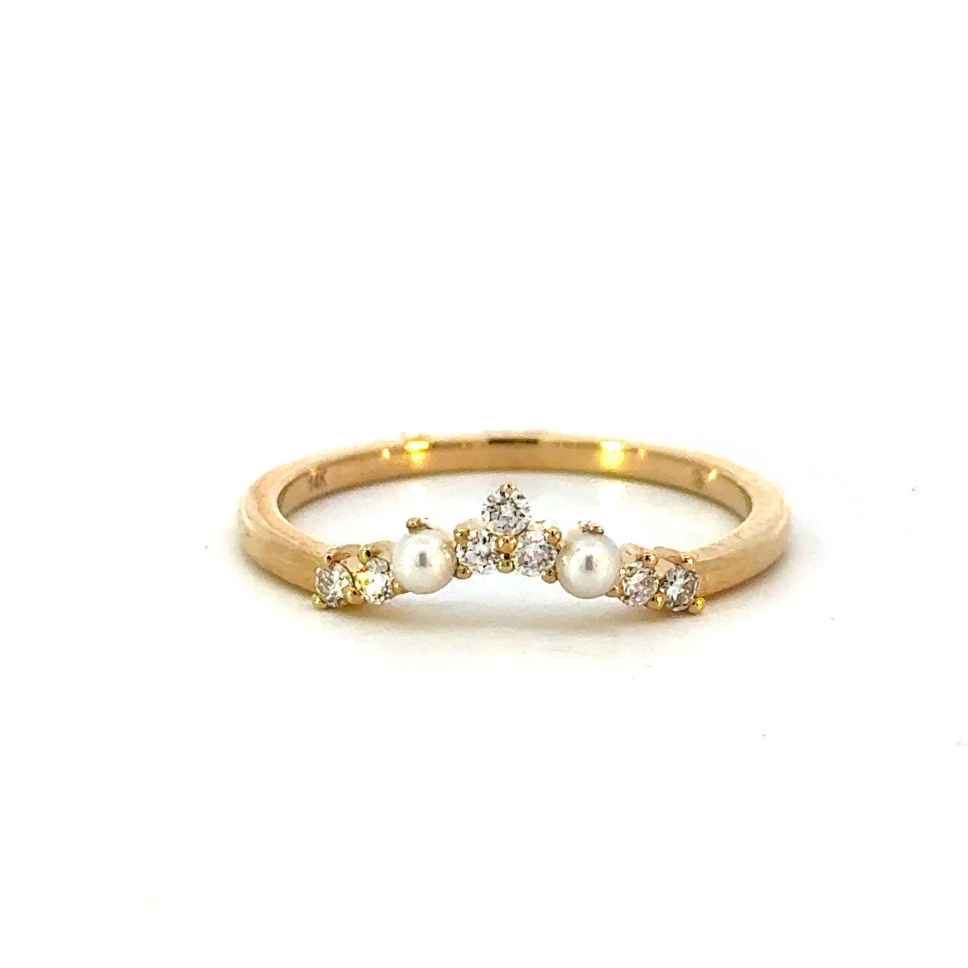 14KY PEARL AND DIAMOND RING