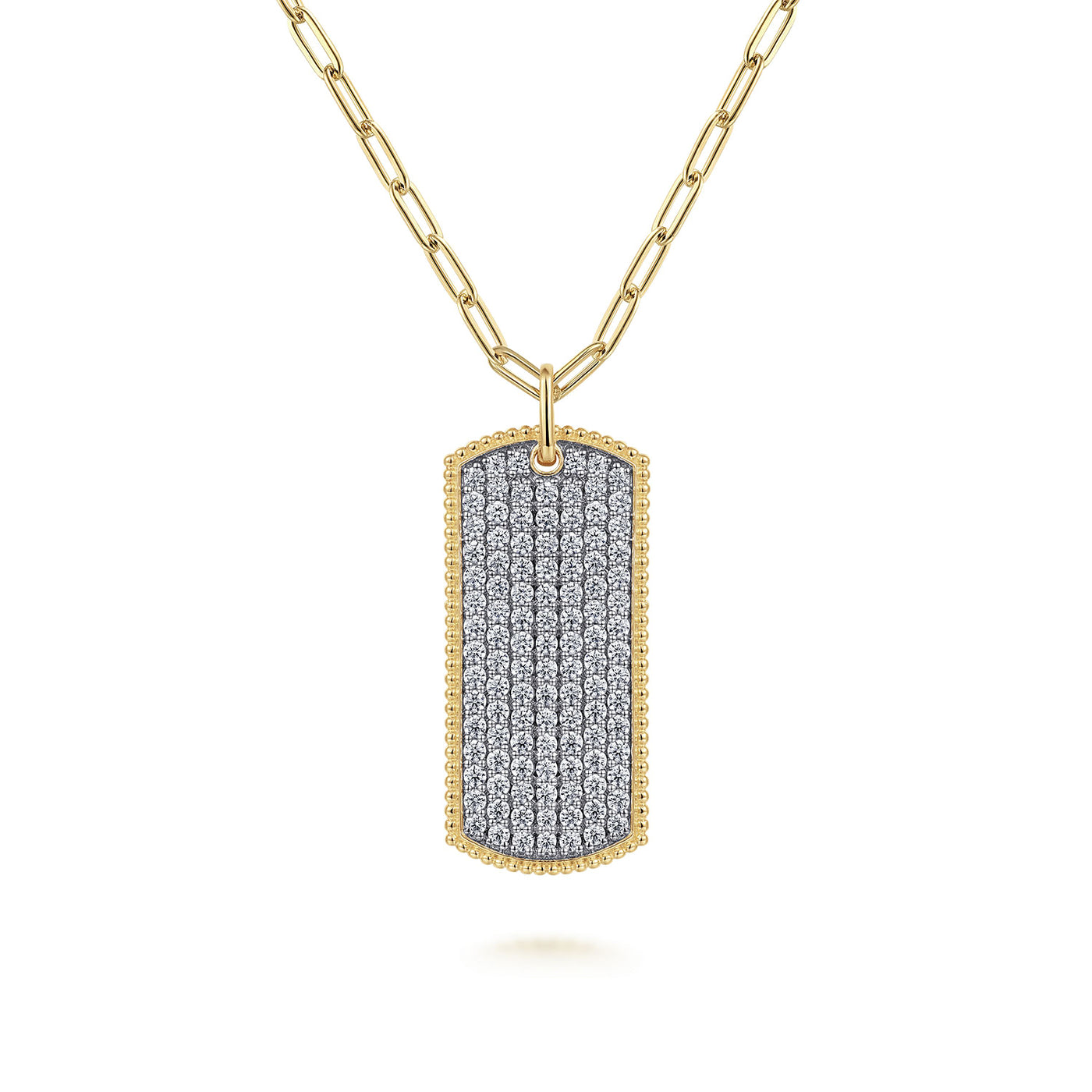 DIAMOND PAVE DOG TAG PENDANT NECKLACE
