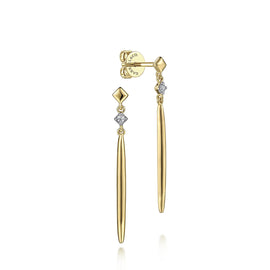 14KT Yellow Gold Diamond Stud and Spike Earrings