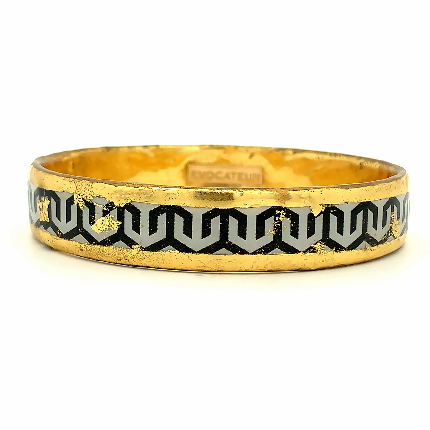 22K Gold Leaf Hera Pattern Bangle Bracelet - Evocateur