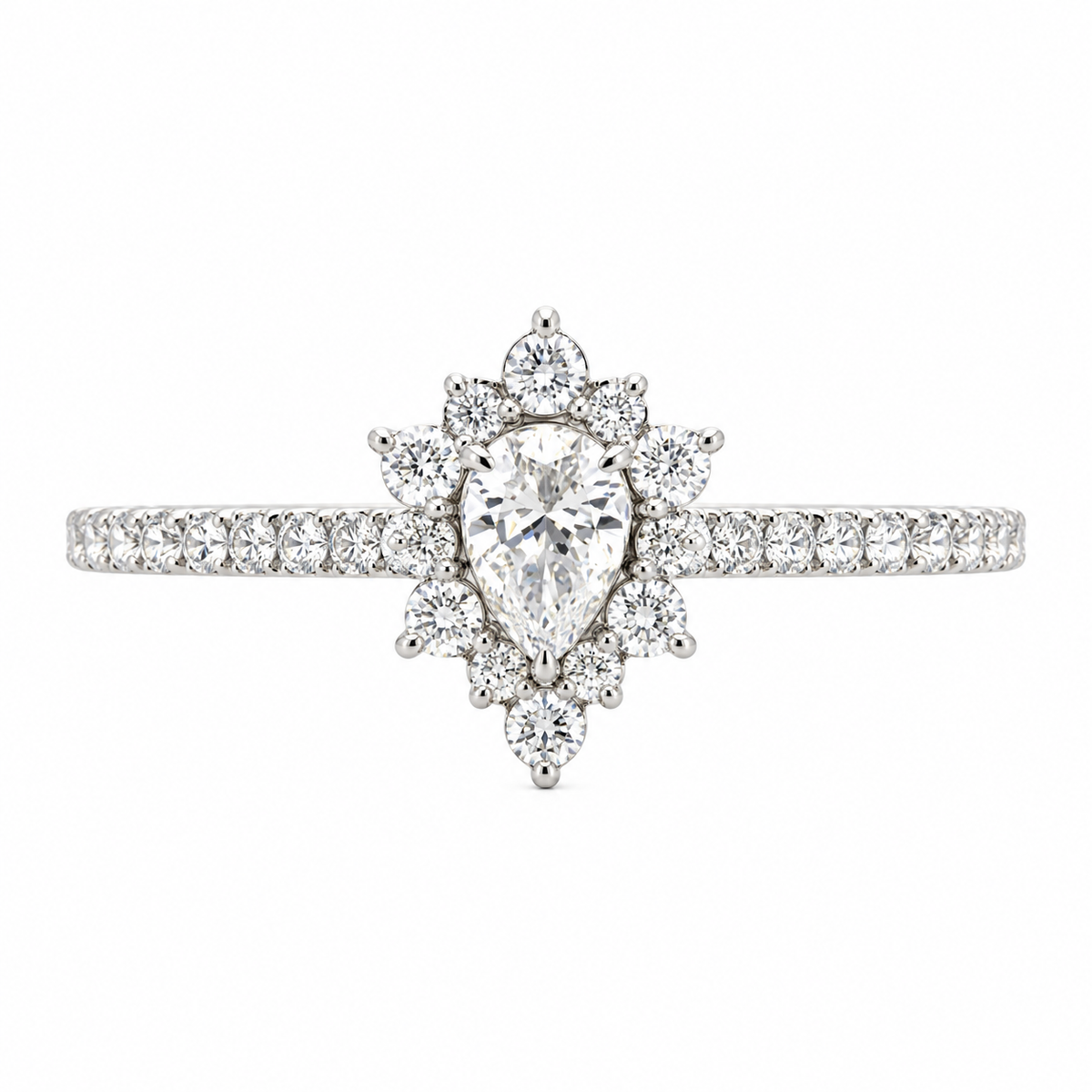 14KW PEAR HALO DIAMOND RING