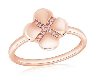 CRISS CROSS FLORAL RING WITH YELLOW DIAMONDS IN 14K ROSE GOLD