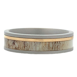 Matte Cobalt Antler Ring with 14K Gold Inlay - Size 10