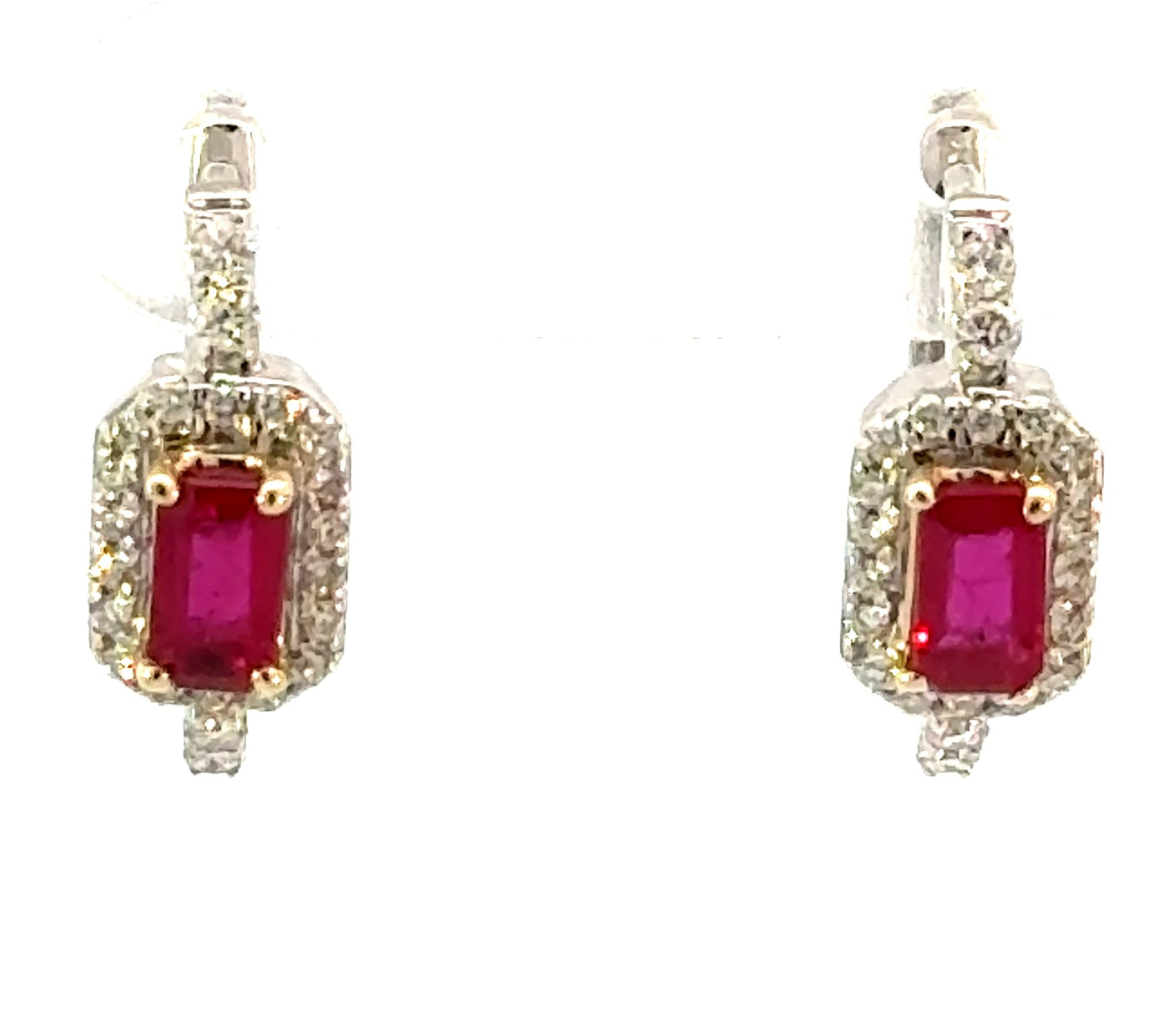14KW RUBY HOOP EARRINGS