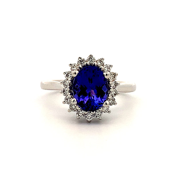 14KW 1.80 TANZANITE AND .38CTW DIAMOND RING