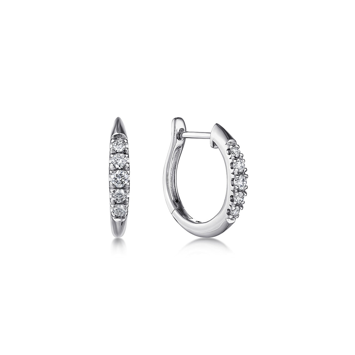 14KT WHITE GOLD CLASSIC ROUND 15MM DIAMOND HUGGIES
