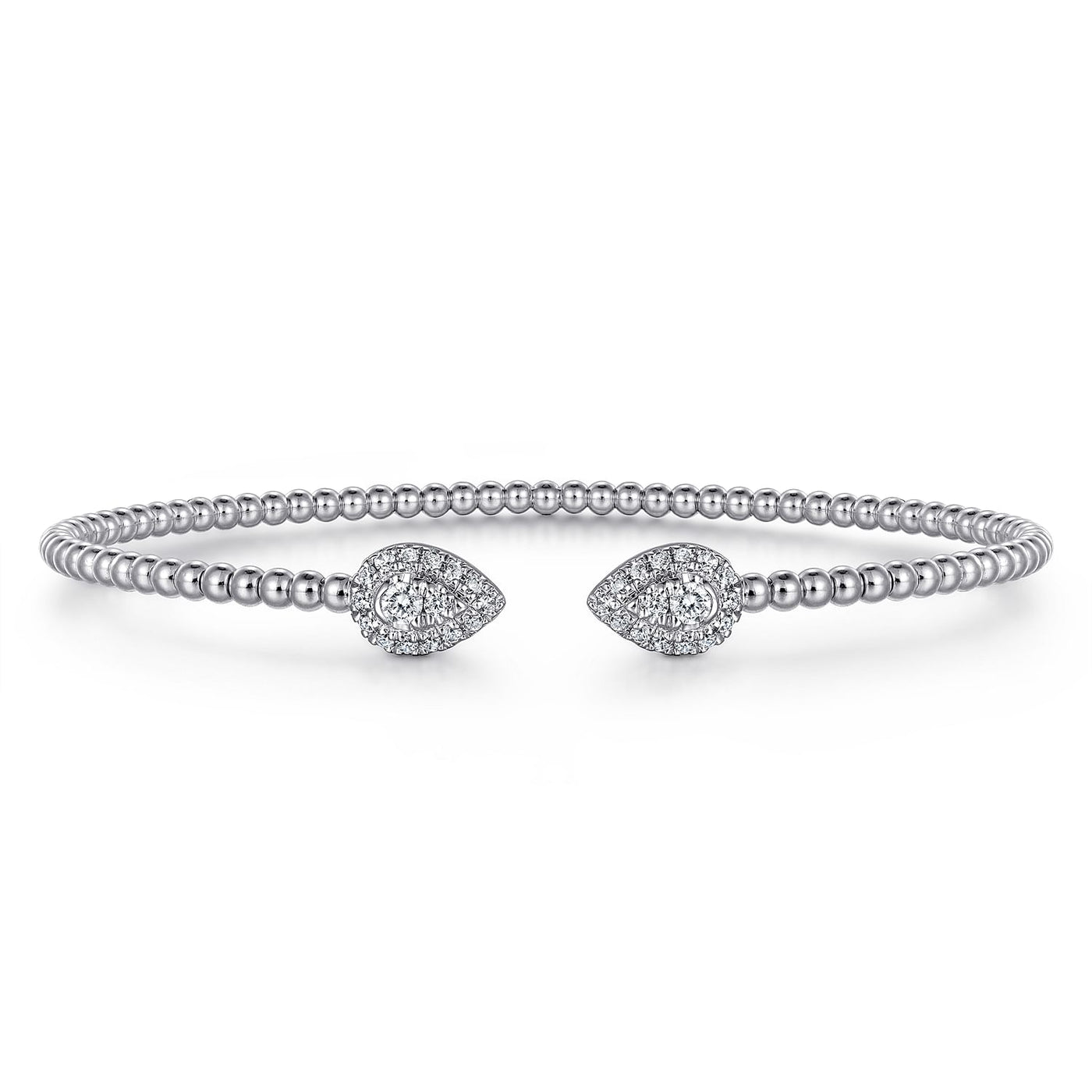 14K WHITE AND YELLOW GOLD DIAMOND PEAR SHAPED BUJUKAN BANGLE BRACELET
