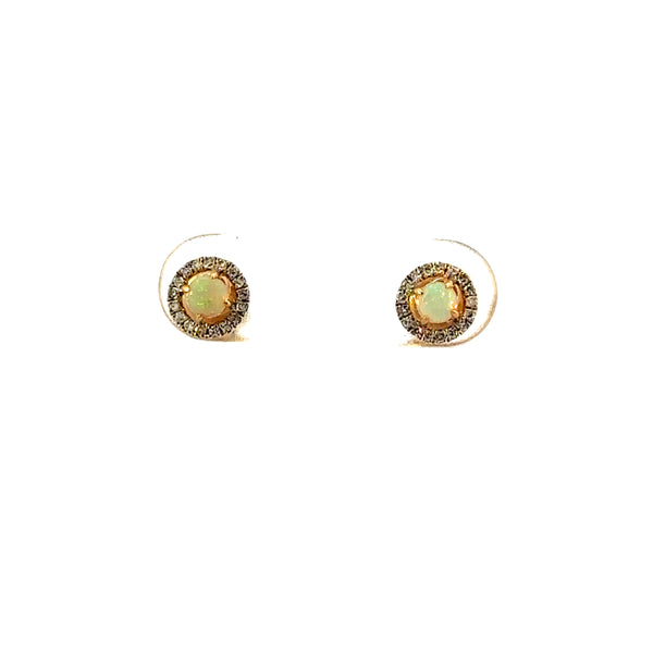 14KW OPAL AND DIAMOND EARRINGS