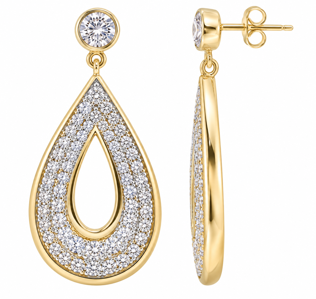 14KY DIAMOND TEARDROP SHAPED EARRINGS