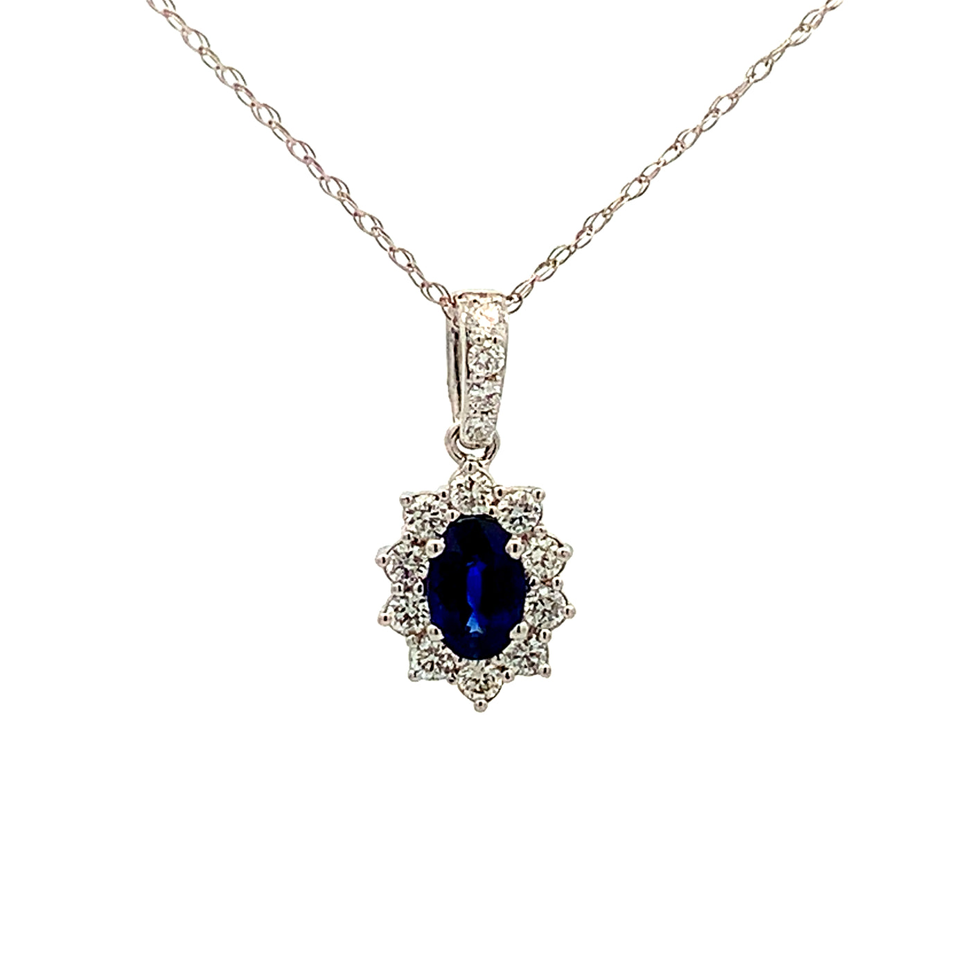 18KW SAPPHIRE AND DIAMOND PENDANT