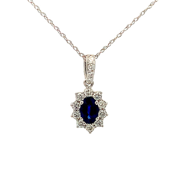 18KW SAPPHIRE AND DIAMOND PENDANT
