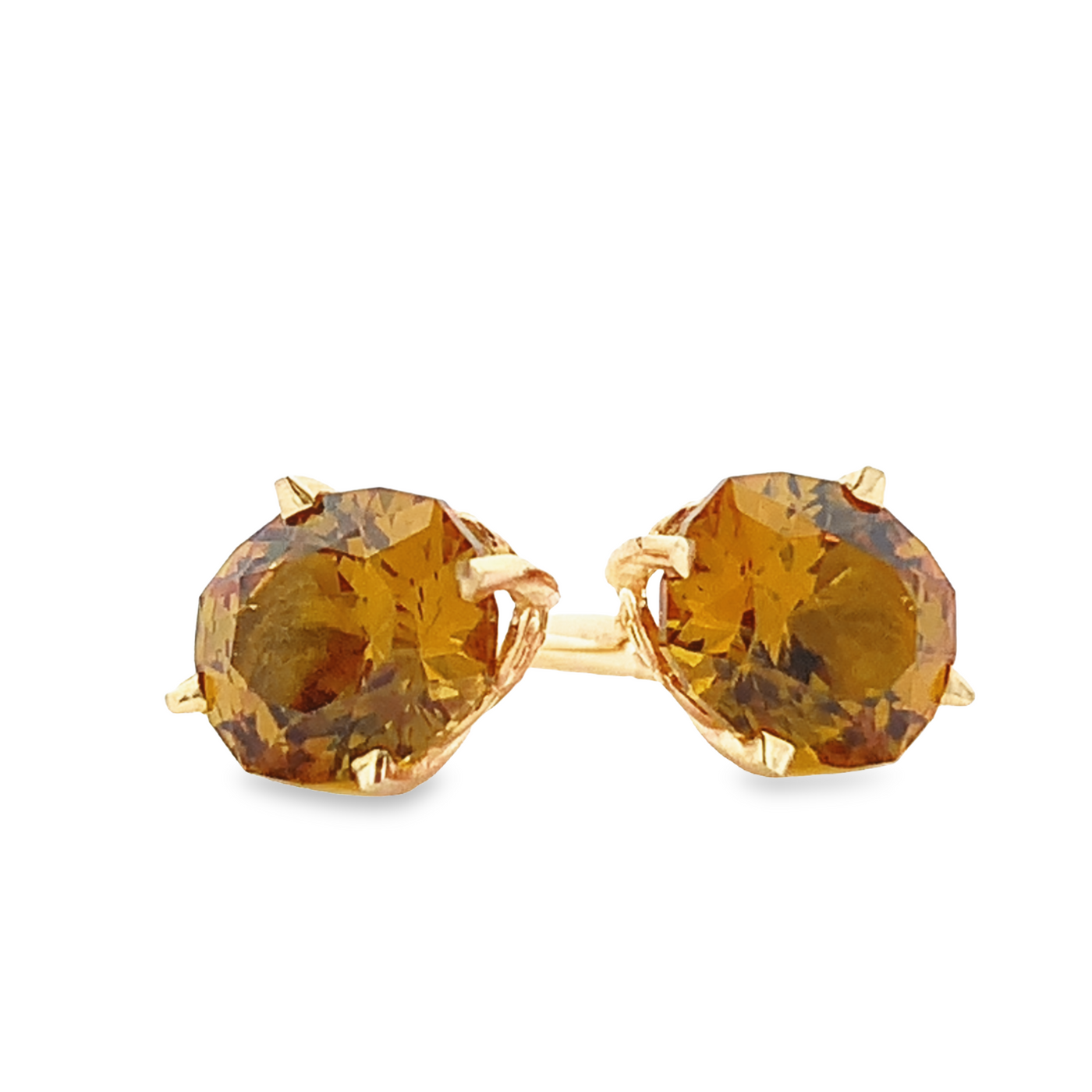 14K Yellow Gold Mali Garnet Studs