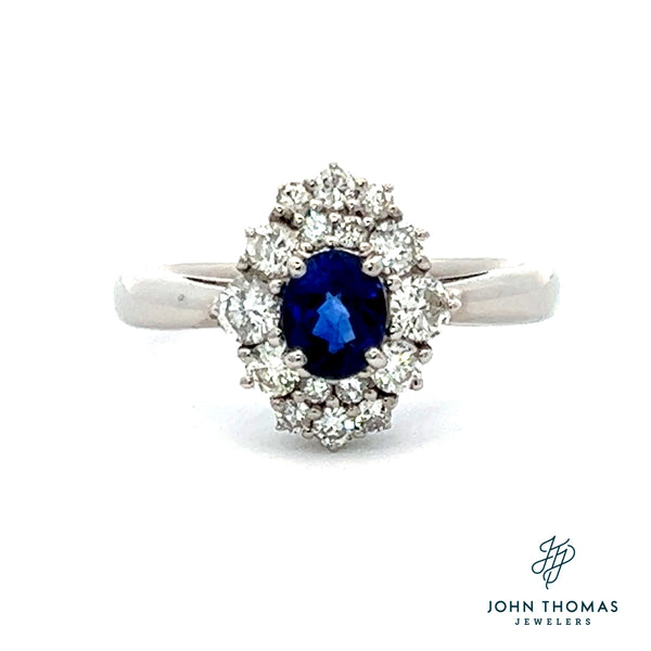 PLATINUM BLUE SAPPHIRE WITH DIAMOND RING