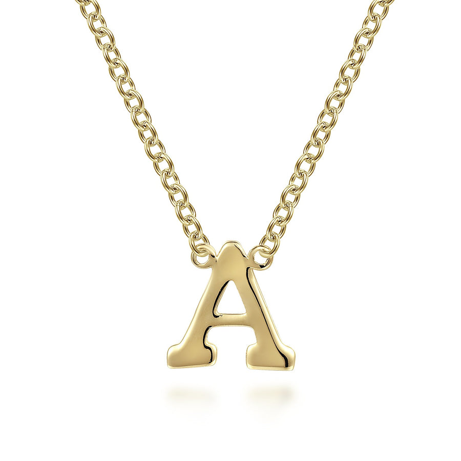 14KT Yellow Gold A Initial Necklace - 17.5"