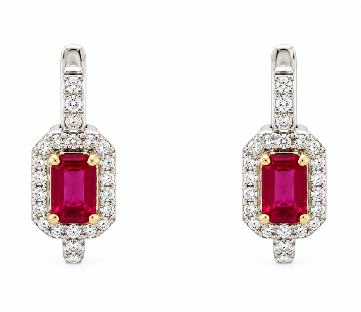 14KW RUBY HOOP EARRINGS