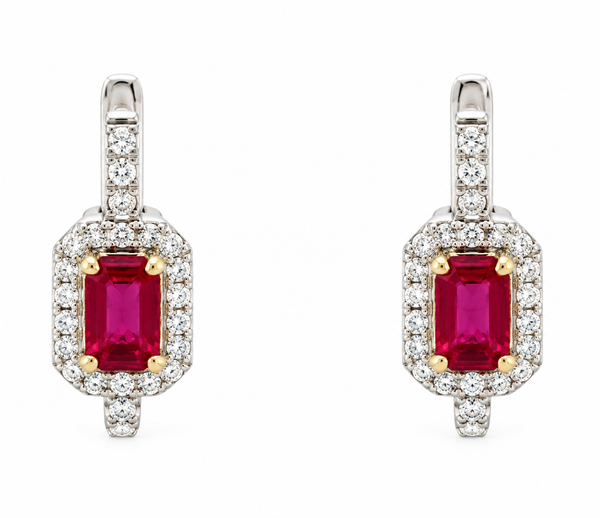 14KW RUBY HOOP EARRINGS