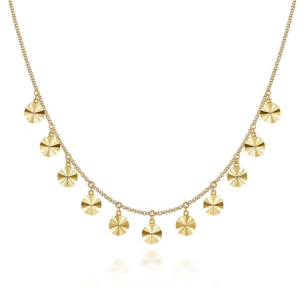 14KY DISC DROPS "CONTEMPORARY COLLECTION" NECKLACE