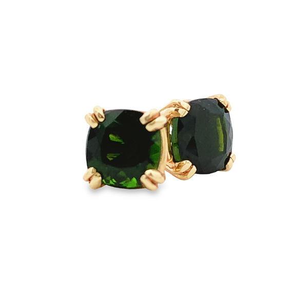 14K Yellow Gold Green Tourmaline Earrings