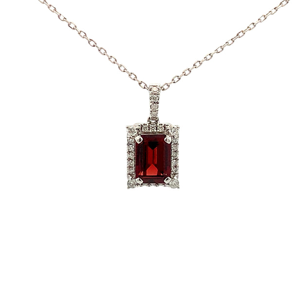 14KW GARNET AND DIAMOND PENDANT