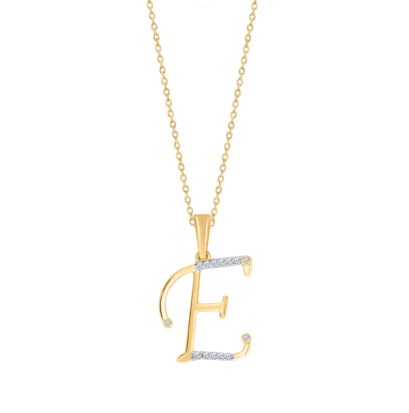 10K YELLOW GOLD "E" INITIAL DIAMOND NECKLACE WITH 18" CHAIN