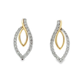 14K Two-Tone Diamond Drop Earrings