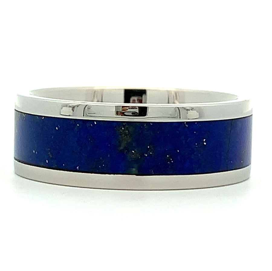 8MM Cobalt High Polish Lapis Lazuli Men's Ring - Size 10